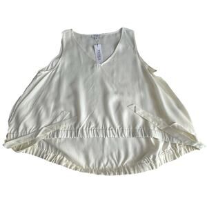 Terea By Andrea Pitter Women's Ivory High-Low Sleeveless Top Side Pull Tie Sz XL